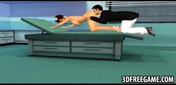  In the doctors office two 3D hot sluts are fucking the doctor